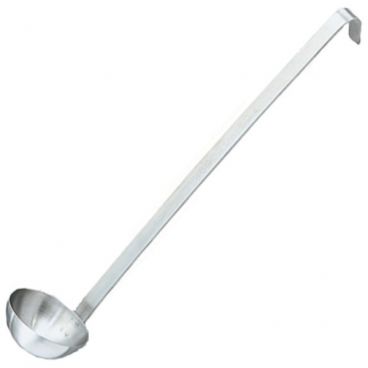 Vollrath 46908 Economy 2-Piece 8 oz Stainless Steel Round Serving Ladle With 13 1/4" Hooked-Groove Handle