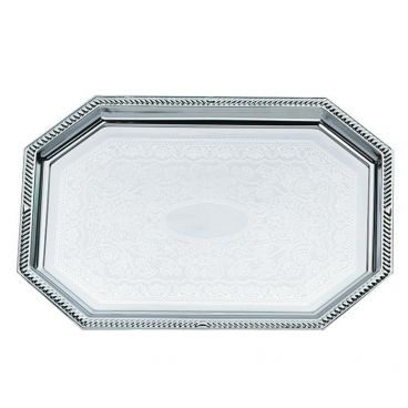 Vollrath 47261 Odyssey 17-1/8" x 10" Chrome Plated Octagon Serving Tray