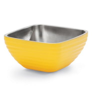 Vollrath 4763245 1.8 Qt. Nugget Yellow Square Beehive Double Wall Serving Bowl
