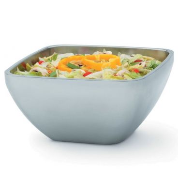 Vollrath 47677 Stainless Steel 8.4 Quart Double-Wall Insulated Square Plain Serving Bowl