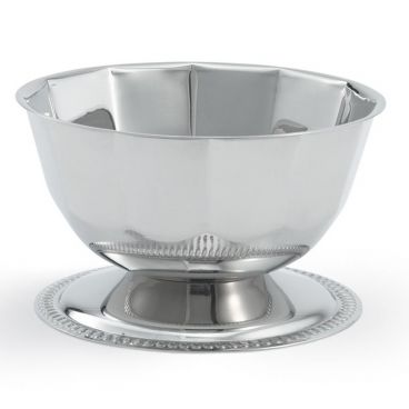 Vollrath 48301 Paneled 16-Ounce Sherbet Dish with Gadroon Base, Silverplate