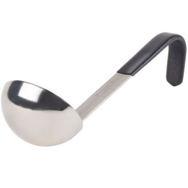Vollrath 4971520 Black Kool-Touch 1 1/2 oz JP Jacob's Pride Collection One-Piece Heavy-Duty Stainless Steel Serving Ladle With 6" Antimicrobial Insulated Heat-Resistant Hook Handle