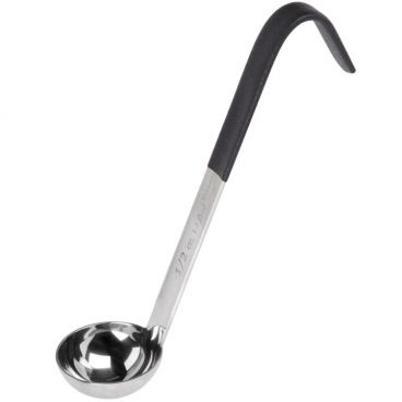 Vollrath 4980020 Black Kool-Touch 1/2 oz JP Jacob's Pride Collection One-Piece Heavy-Duty Stainless Steel Serving Ladle With 6" Antimicrobial Insulated Heat-Resistant Hook Handle