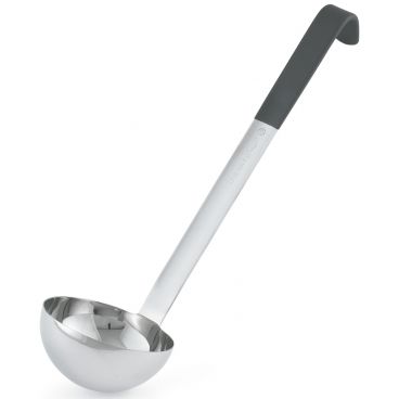 Vollrath 4980320 Black Kool-Touch 3 oz JP Jacob's Pride Collection One-Piece Heavy-Duty Stainless Steel Serving Ladle With 12 5/8" Black Insulated Heat-Resistant Hook Handle