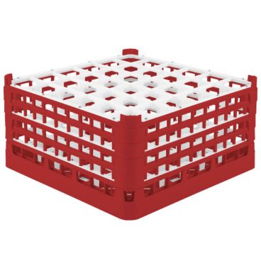 Vollrath 52717-03 XX-Tall Polypropylene Signature 36 Compartment Rack (Red)