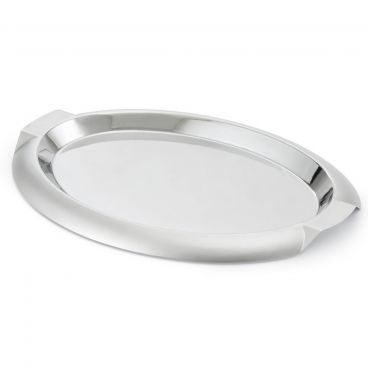 Vollrath 82060 Stainless Steel 14-3/4" x 10-7/8" Oval Serving Tray with Integral Handles