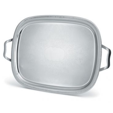 Vollrath 82122 Elegant Reflections 17-7/8" x 13-7/8" Stainless Steel Oblong Serving Tray with Handles