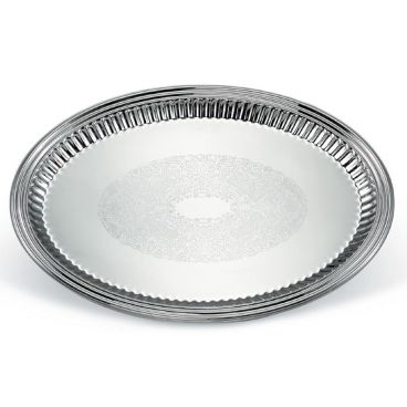 Vollrath 82172 Esquire Stainless Steel 17-5/8" x 13" Oval Fluted Serving Tray