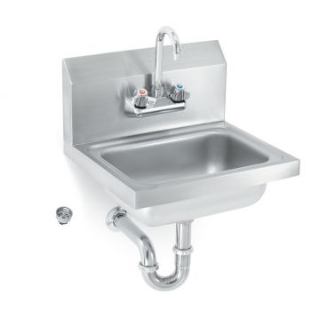 Vollrath K1410CS Wall-Mounted Hand Sink w/ Splash Guards, Strainer & Gooseneck Faucet