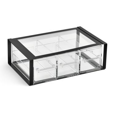 Vollrath SBB33F-06 Cubic Full Size Three Drawer Acrylic Bread Box with Black Frame