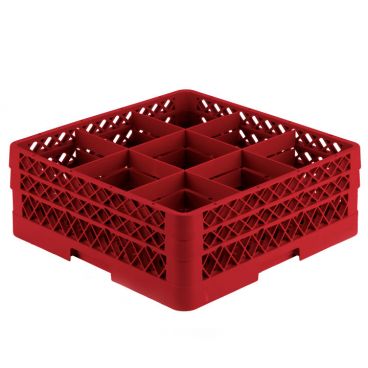 Vollrath TR10FF-02 - 9 Compartment Traex Full Size Red Compartment Rack w/ 2 Extenders
