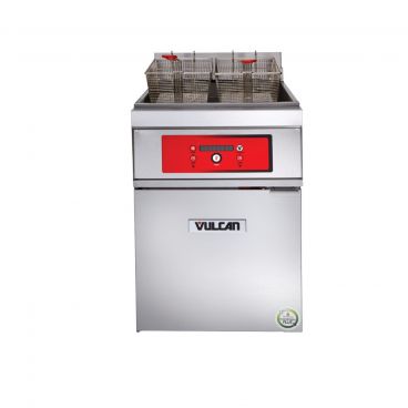 Vulcan 1ER85DF 85 lb. Electric Floor Fryer with Digital Controls and KleenScreen Filtration - 208V, 3 Phase, 24 kW