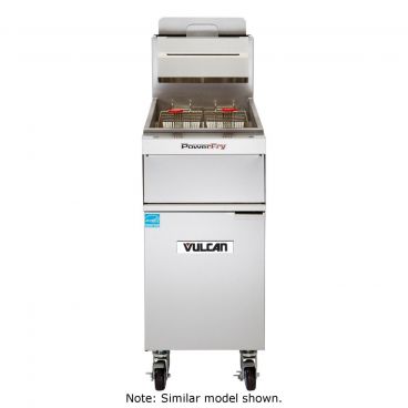 Vulcan 1TR85AF PowerFry3 Natural Gas 85-90 lb. Floor Fryer with Solid State Analog Controls and KleenScreen Filtration System - 90,000 BTU