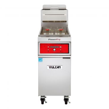 Vulcan 1TR85DF PowerFry3 Natural Gas 85-90 lb. Floor Fryer with Solid State Digital Controls and KleenScreen Filtration System - 90,000 BTU