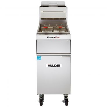 Vulcan 1VK45A PowerFry5 45-50 lb. Natural Gas Floor Fryer with Solid State Analog Controls - 70,000 BTU