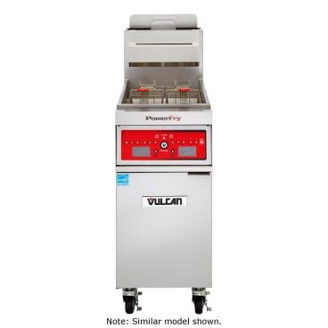 Vulcan 1VK45CF PowerFry5 45-50 lb. Natural Gas Floor Fryer with Computer Controls and KleenScreen Filtration System - 70,000 BTU