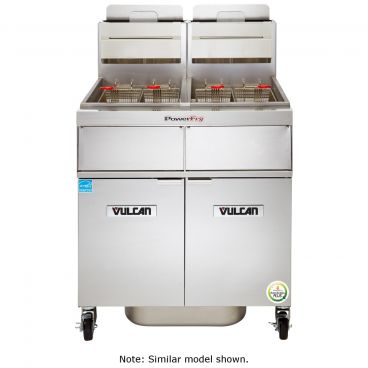 Vulcan 2TR45AF PowerFry3 Liquid Propane 90-100 lb. 2 Unit Fryer System with Solid State Analog Controls and KleenScreen Filtration - 140,000 BTU
