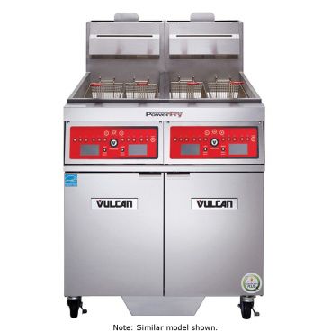 Vulcan 2TR65CF PowerFry3 Gas 130-140 lb. 2 Unit Floor Fryer System with Computer Controls and KleenScreen Filtration - 160,000 BTU