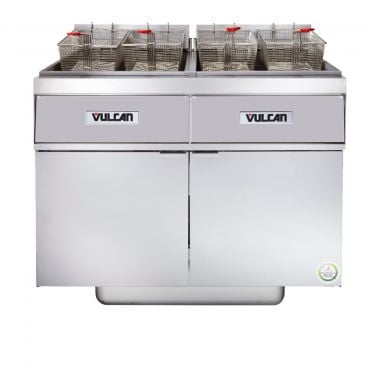 Vulcan 3ER50AF 150 lb. 3 Unit Electric Floor Fryer System with Analog Controls and KleenScreen Filtration - 480V, 3 Phase, 51 kW