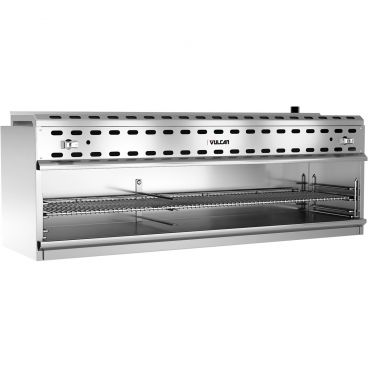 Vulcan VICM60 Natural Gas Countertop / Wall-Mount 60" Wide 2-Infrared Burner Stainless Steel Cheesemelter Broiler With Standing Pilot Ignition And LP Conversion Kit, 50,000 BTU