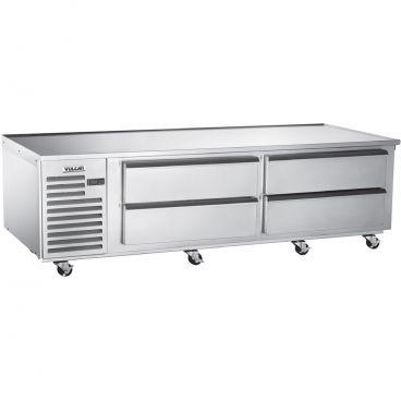 Vulcan VSC96 VSC Series Flat Top 96" Wide 6-Drawer 12-Pan Capacity Stainless Steel Insulated Self-Contained Refrigerated Base On Heavy-Duty Casters, 115V 1-Phase 1/2 HP