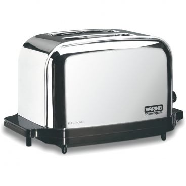 Waring WCT702 Light-Duty Standard 2-Slice Chrome-Plated Pop-Up Toaster With 1 3/8" Wide Slots, 120V 1800 Watts