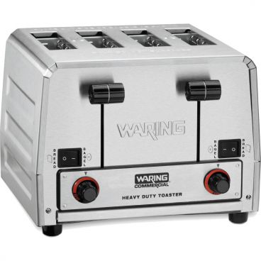 Waring WCT850 Heavy-Duty 11 1/2" Wide 360-Slices Per Hour 4-Slice Switchable Bread/Bagel Pop-Up Toaster, 208V 2800 Watts