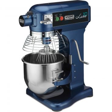 Waring WSM10L Luna Series 10-Quart 14.6" Wide 3-Speed Countertop Planetary Mixer With #12 Hub And Stainless Steel Bowl With Whisk And Dough Hook, 120V 450 Watts