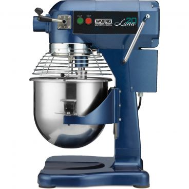 Waring WSM20L Luna Series 20-Quart 21.8" Wide 3-Speed Planetary Mixer With #12 Hub And Stainless Steel Bowl With Whisk And Dough Hook, 120V 1100 Watts
