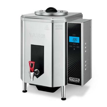 Waring WWB10G Countertop 10-Gallon 18 1/2" Wide Stainless Steel Hot Water Dispenser With Tomlinson No-Drip Tap And LCD Display, 120V 1800 Watts