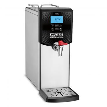 Waring WWB3G Countertop 3-Gallon 7 1/2" Wide Stainless Steel Hot Water Dispenser With Tomlinson No-Drip Tap And LCD Display, 120V 1800 Watts