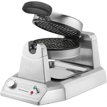 Waring WWD180X Classic-Style 5/8" Thick 7" Diameter 35-Per Hour Heavy-Duty Single Waffle Maker With Rotation Feature And Triple-Coated Nonstick Plates, 120V 1200 Watts