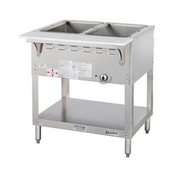 Duke WB302 Aerohot 30-3/8" Gas Stationary Hot Food Steamtable Wet Bath Unit With 2 Food Wells And Carving Board, 15,000 BTU