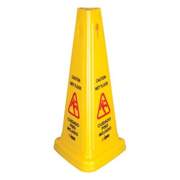 Winco WCS-27T 27" Wet Floor Tri Cone Shaped Caution Sign