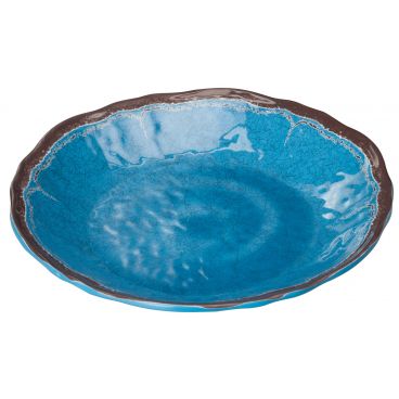 Winco WDM001-405 Luzia 9 5/8" Blue Round Melamine Deep Hammered Plate