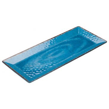Winco WDM001-408 Luzia 19" x 8" Blue Rectangular Melamine Dinner Plate