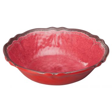 Winco WDM001-506 Luzia 7 1/2" Red Round Melamine Hammered Soup/Cereal Bowl