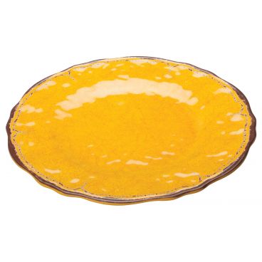 Winco WDM001-601 Luzia 9" Yellow Round Melamine Hammered Plate