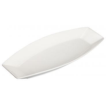 Winco WDP017-110 Loures Bright White 15 1/4" x 6 1/2" Oblong Porcelain Plate
