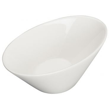 Winco WDP021-108 Mescalore Bright White 4" x 2 1/2" Oval Angled Porcelain Dish