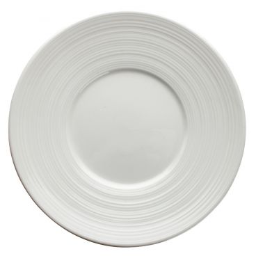 Winco WDP022-105 Zendo White 6 1/2" Round Wide Rim Porcelain Dinner Plate