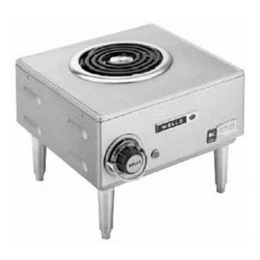 Wells H-33 Stainless Steel Electric Countertop Hot Plate With 1 Burner And Infinite Control Switch, 120 Volt