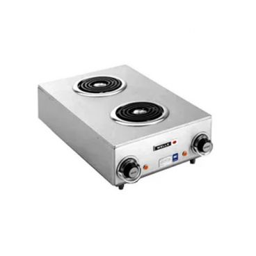 Wells H-115 Stainless Steel Electric Countertop Hot Plate With 2 Burners And Infinite Control Switch, 120 Volt