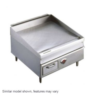 Wells 2436G 36" Stainless Steel Natural/LP Gas Countertop Griddle With 3 Burners, 3/4" Thick Polished Steel Plate And Thermostatic Controls, 75,000 BTU