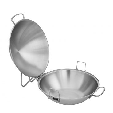 Walco WIC28 3.5 qt. Stainless Steel Idol Cataplana with Hinge and Stand