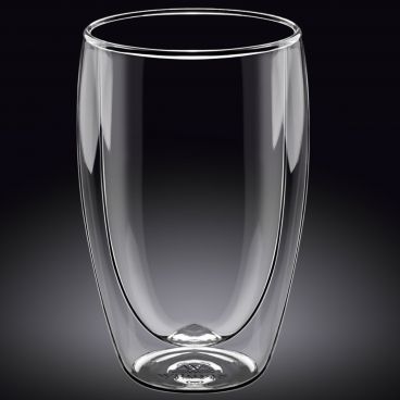 Wilmax WL-888734/A Clear 13 oz 5" High 3" Diameter Borosilicate High-Temperature Double-Walled Thermo Glass