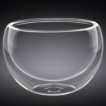 Wilmax WL-888753/A Clear 5 oz 2 1/2" High 3" Diameter Borosilicate High-Temperature Double-Walled Thermo Glass Bowl