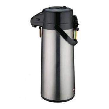 Winco AP-525 2.5 Liter Glass Lined Stainless Steel Airpot with Push Button