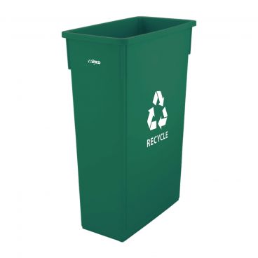 Winco PTC-23GR 23 Gallon Green Plastic  Slender Recycle Trash Can