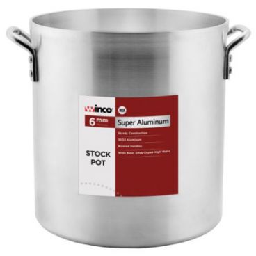 Winco AXHH-100 100 Quart Aluminum Stock Pot with Reinforced Rim and Riveted Handles